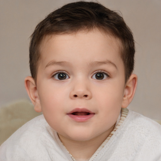 Neutral white child male with short  brown hair and brown eyes