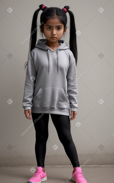 Nepalese child girl with  black hair