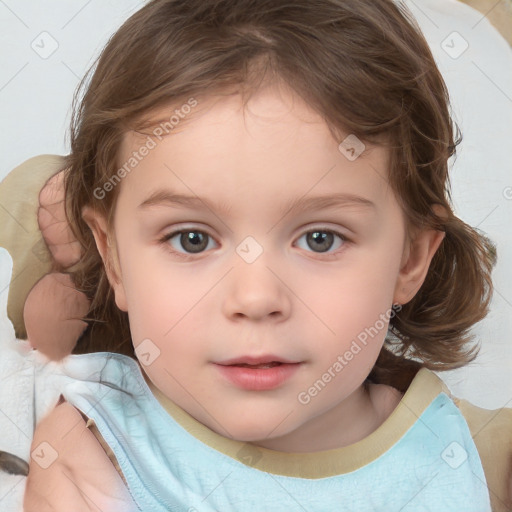 Neutral white child female with medium  brown hair and brown eyes