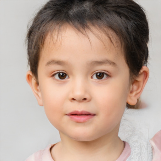 Neutral white child male with short  brown hair and brown eyes