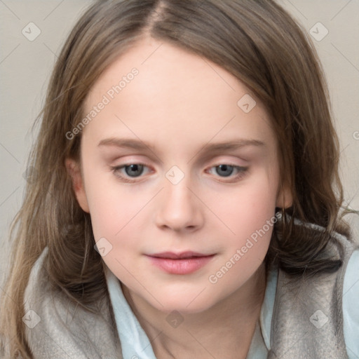 Neutral white child female with medium  brown hair and brown eyes