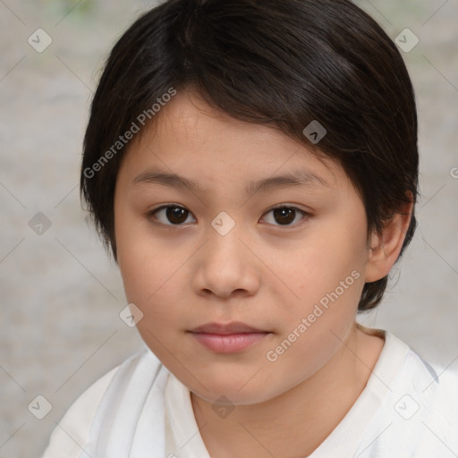 Neutral white child female with medium  brown hair and brown eyes