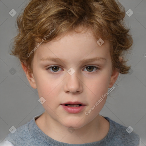 Neutral white child female with short  brown hair and brown eyes