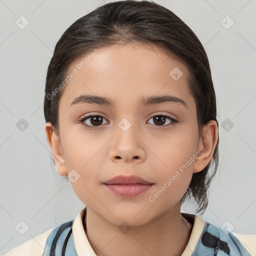 Neutral white child female with medium  brown hair and brown eyes