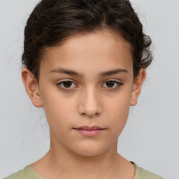 Neutral white child female with short  brown hair and brown eyes