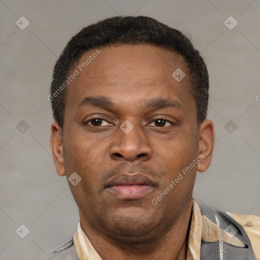 Neutral latino young-adult male with short  brown hair and brown eyes