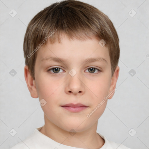 Neutral white child male with short  brown hair and brown eyes