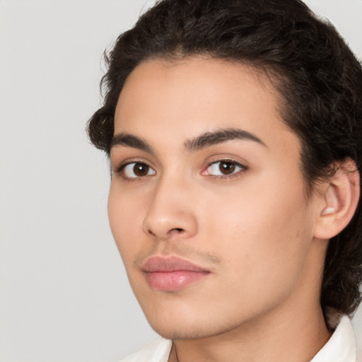 Neutral white young-adult male with medium  brown hair and brown eyes