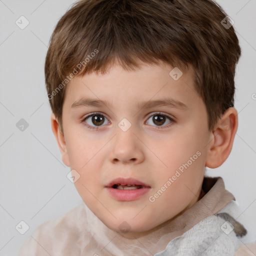Neutral white child male with short  brown hair and brown eyes