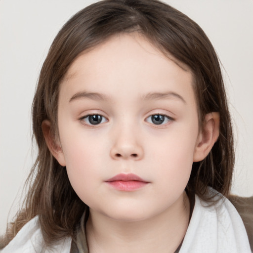 Neutral white child female with medium  brown hair and brown eyes