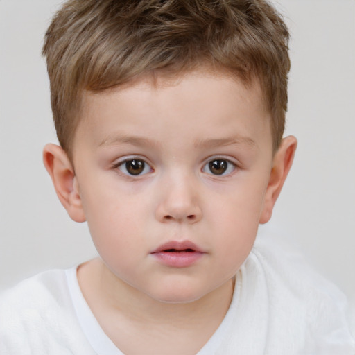 Neutral white child male with short  brown hair and brown eyes