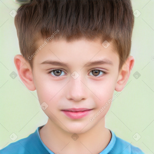 Neutral white child male with short  brown hair and brown eyes