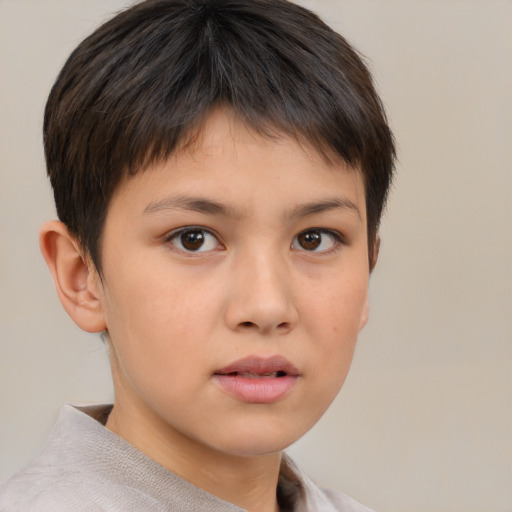 Neutral white young-adult female with short  brown hair and brown eyes