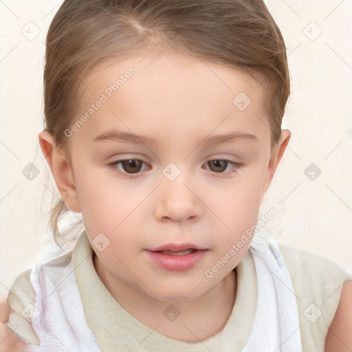 Neutral white child female with medium  brown hair and brown eyes