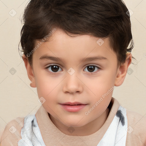 Neutral white child male with short  brown hair and brown eyes