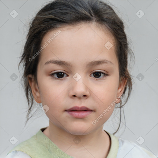 Neutral white child female with medium  brown hair and brown eyes