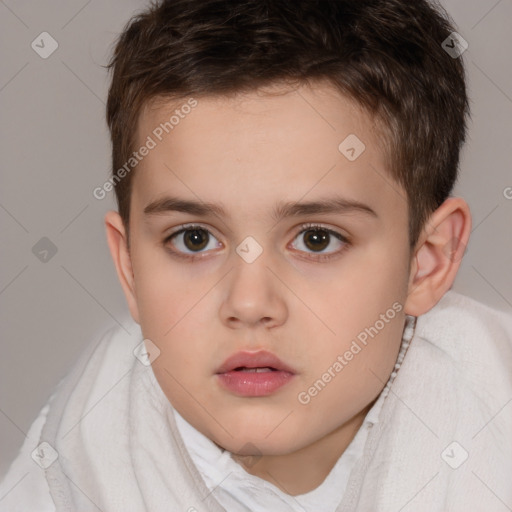 Neutral white child male with short  brown hair and brown eyes