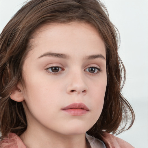 Neutral white child female with medium  brown hair and brown eyes