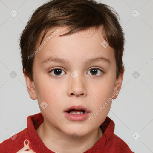 Neutral white child female with short  brown hair and brown eyes