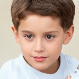 Neutral white child male with short  brown hair and brown eyes