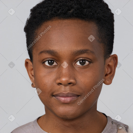 Neutral black young-adult male with short  brown hair and brown eyes