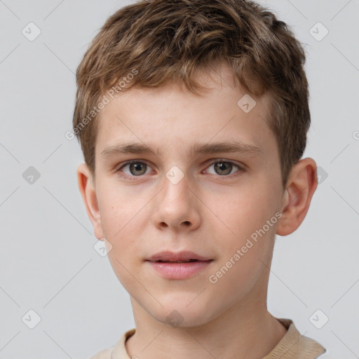 Neutral white child male with short  brown hair and brown eyes