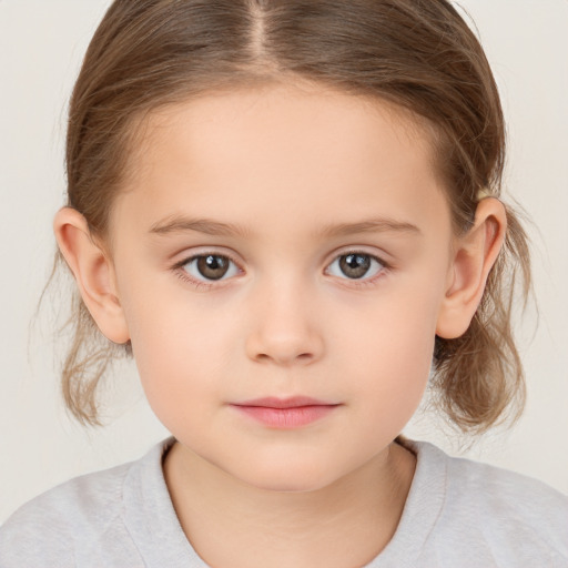 Neutral white child female with medium  brown hair and brown eyes