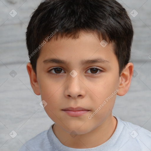 Neutral white child male with short  brown hair and brown eyes