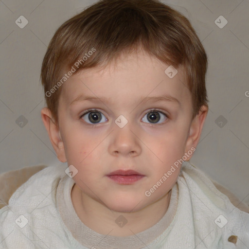 Neutral white child male with short  brown hair and brown eyes