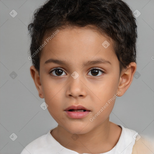 Neutral white child male with short  brown hair and brown eyes