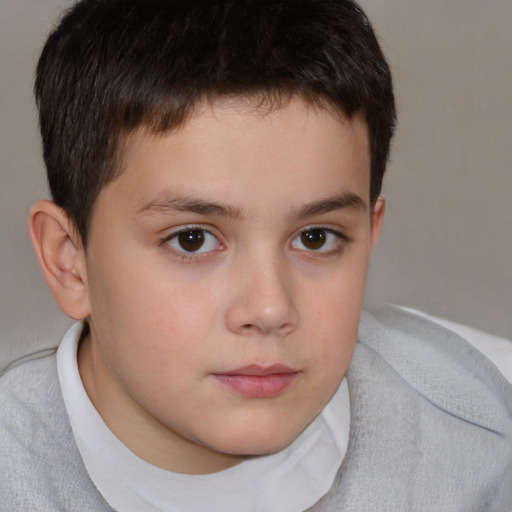 Neutral white child male with short  brown hair and brown eyes