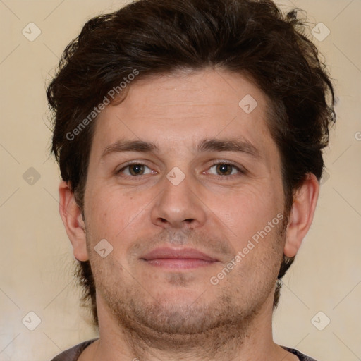 Neutral white adult male with short  brown hair and brown eyes