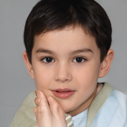 Neutral white child male with short  brown hair and brown eyes