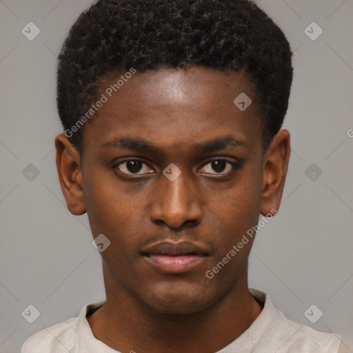 Neutral black young-adult male with short  brown hair and brown eyes