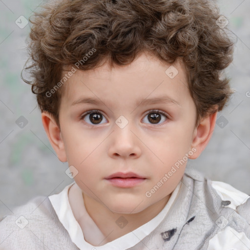 Neutral white child male with short  brown hair and brown eyes