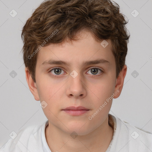 Neutral white child male with short  brown hair and brown eyes