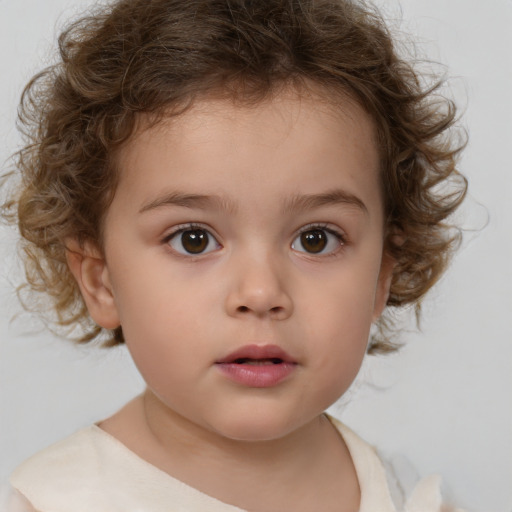 Neutral white child female with medium  brown hair and brown eyes