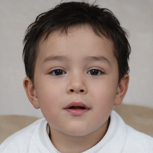 Neutral white child male with short  brown hair and brown eyes