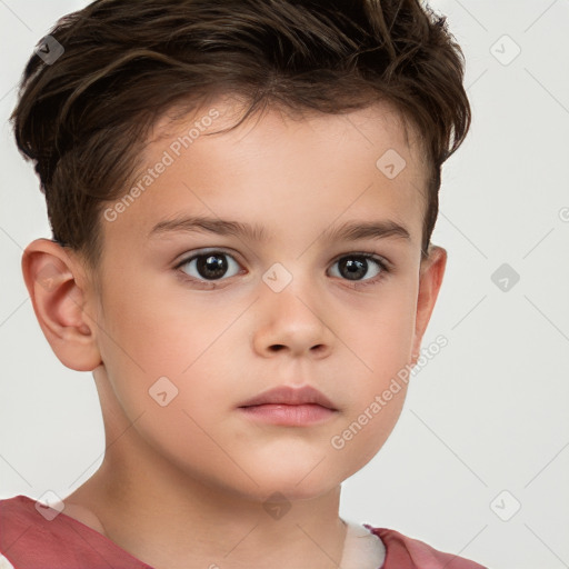 Neutral white child male with short  brown hair and brown eyes