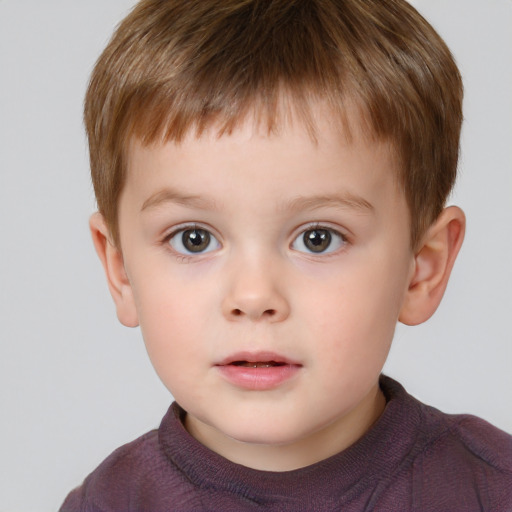 Neutral white child male with short  brown hair and brown eyes