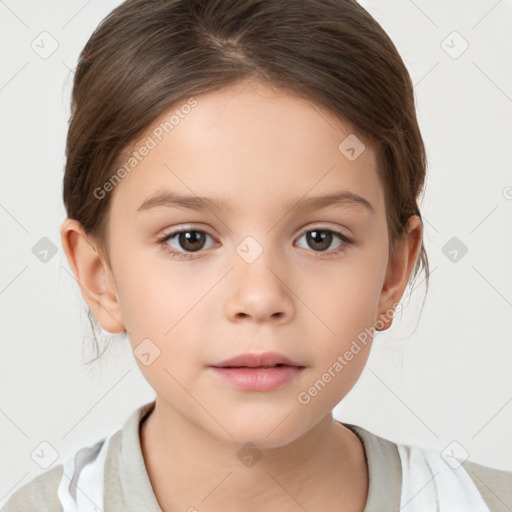 Neutral white child female with medium  brown hair and brown eyes