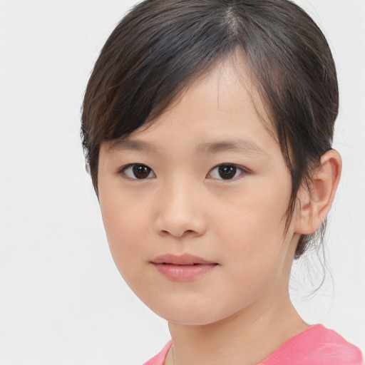Neutral asian child female with medium  brown hair and brown eyes