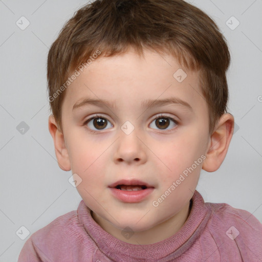 Neutral white child male with short  brown hair and brown eyes