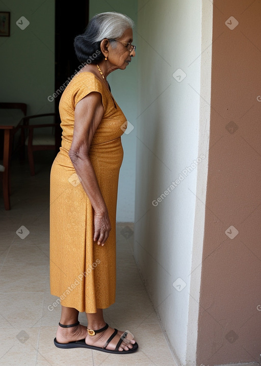 Sri lankan elderly female with  black hair