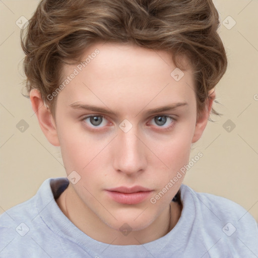 Neutral white child female with short  brown hair and brown eyes