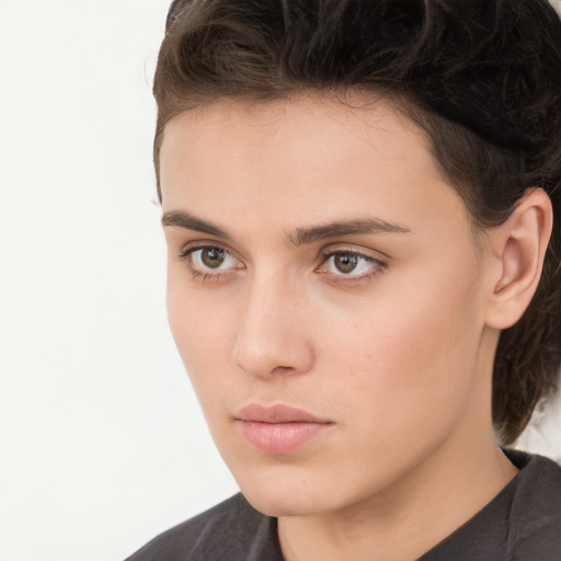 Neutral white young-adult male with medium  brown hair and brown eyes