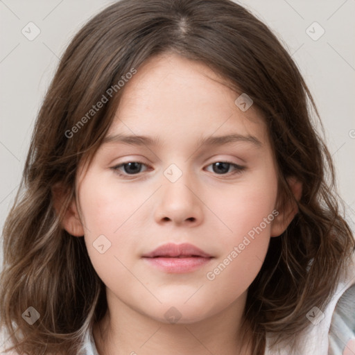 Neutral white child female with medium  brown hair and brown eyes