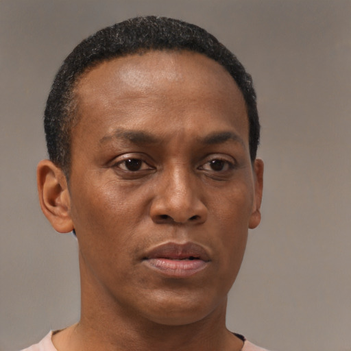 Neutral black young-adult male with short  brown hair and brown eyes