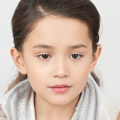 Neutral white child female with medium  brown hair and brown eyes