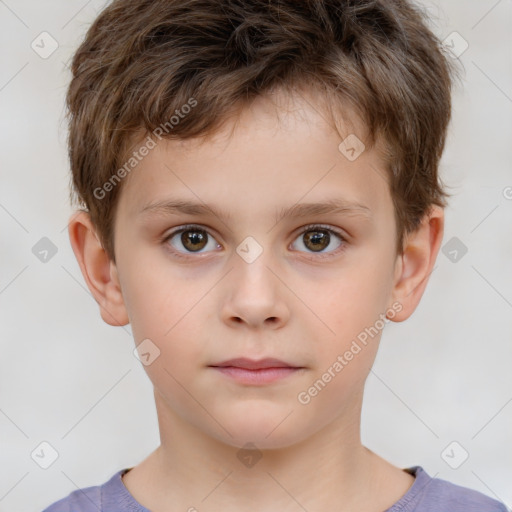 Neutral white child male with short  brown hair and brown eyes